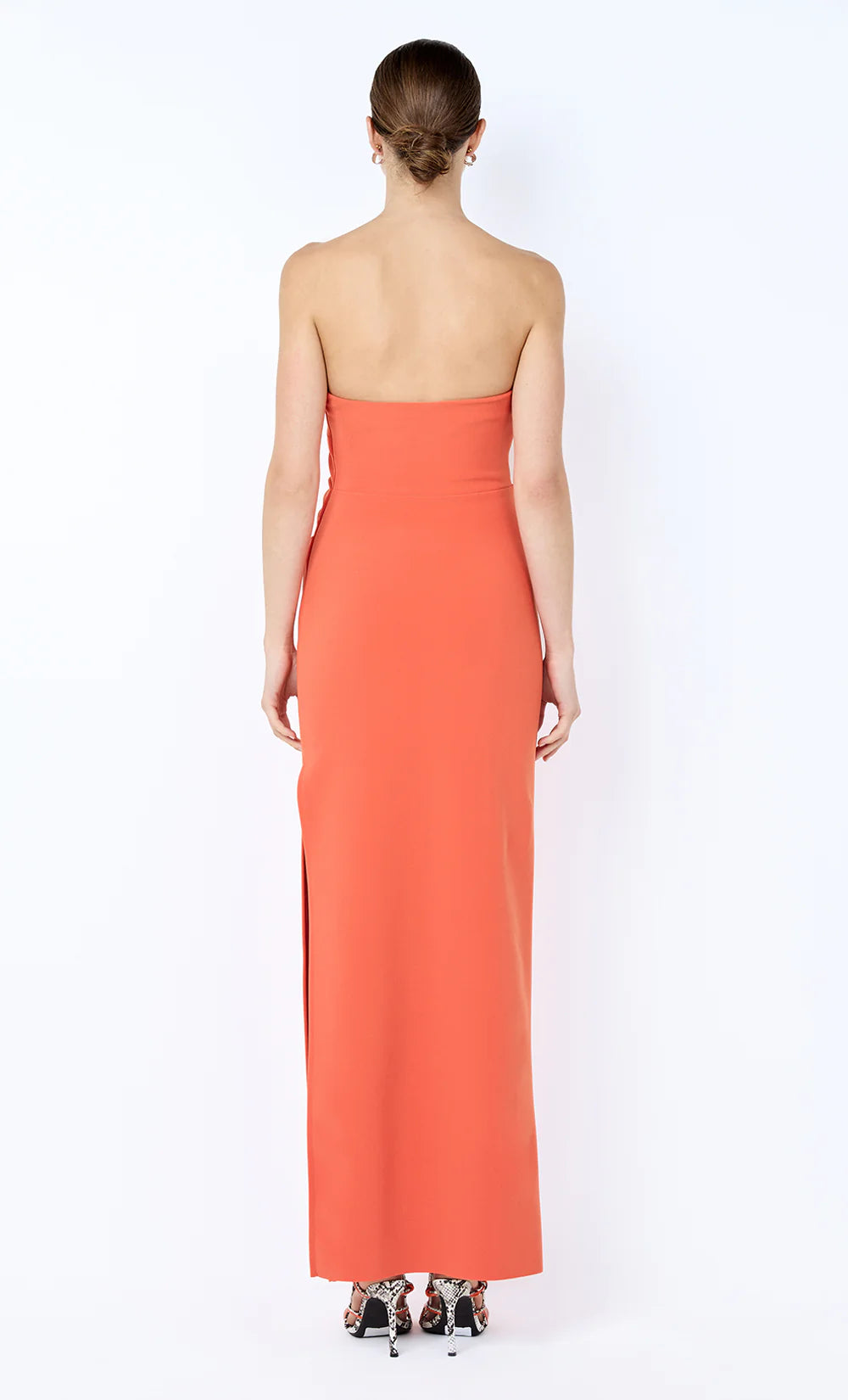 Reina Strapless Maxi Dress - Orange by Bec & Bridge — view 4