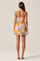 Cerinthe Satin Floral Mini Dress - Orange Multi by ASTR the Label — view 4