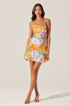 Cerinthe Satin Floral Mini Dress - Orange Multi by ASTR the Label | 25 South Boutiques
