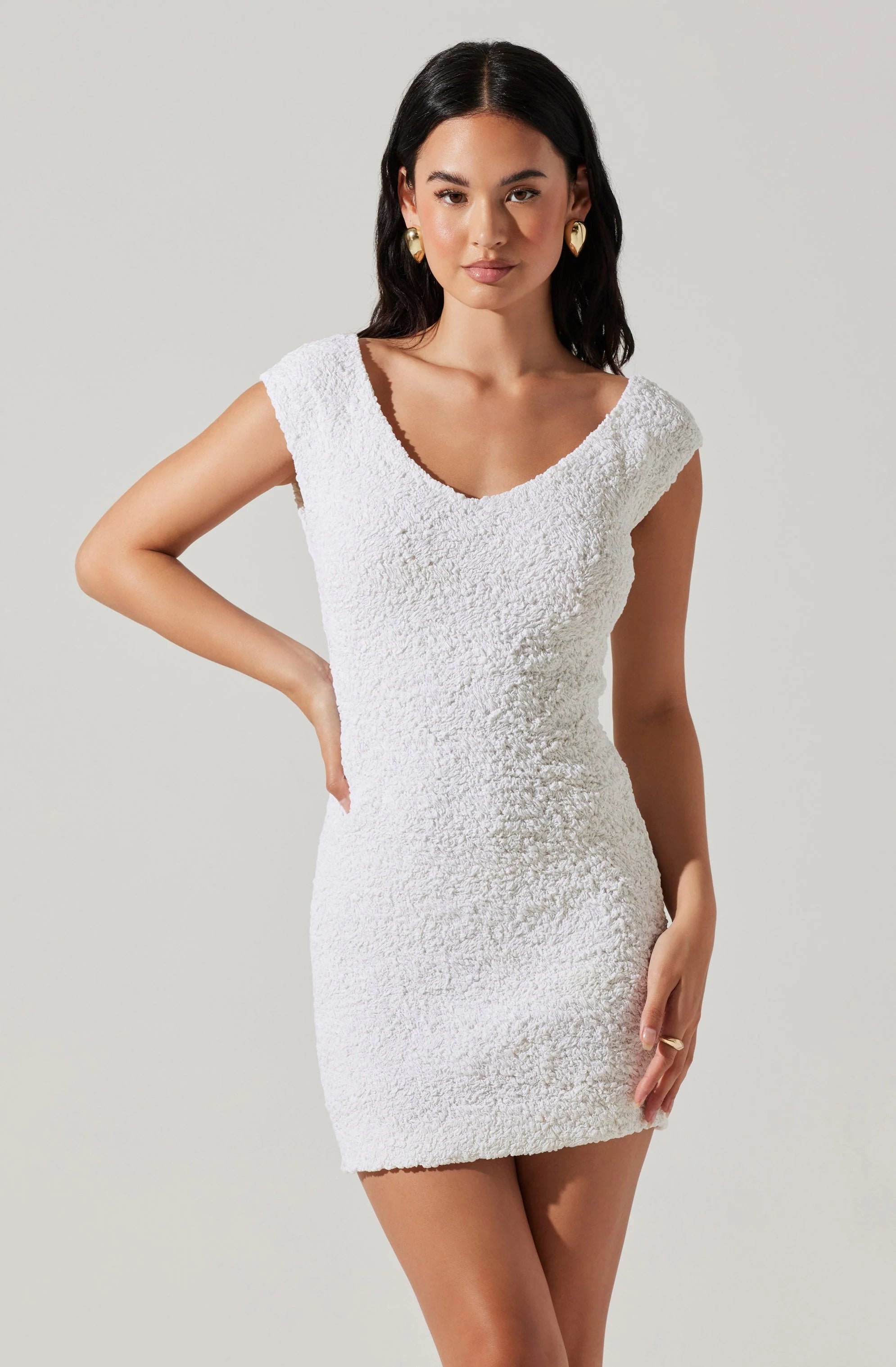 Odelle Mini Bodycon Dress - White by ASTR the Label — view 3