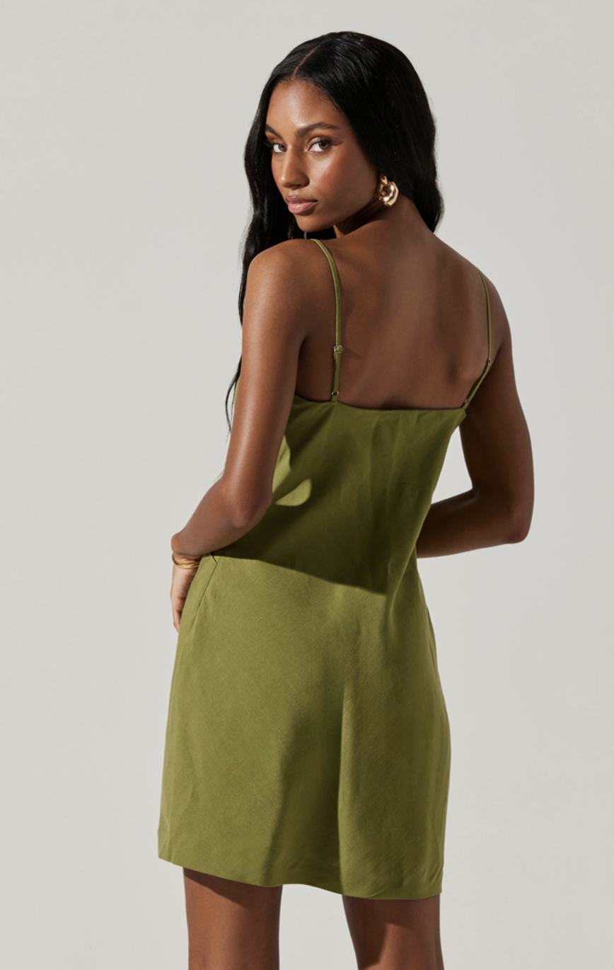 Isadora Draped Minidress - Green by ASTR the Label — view 3