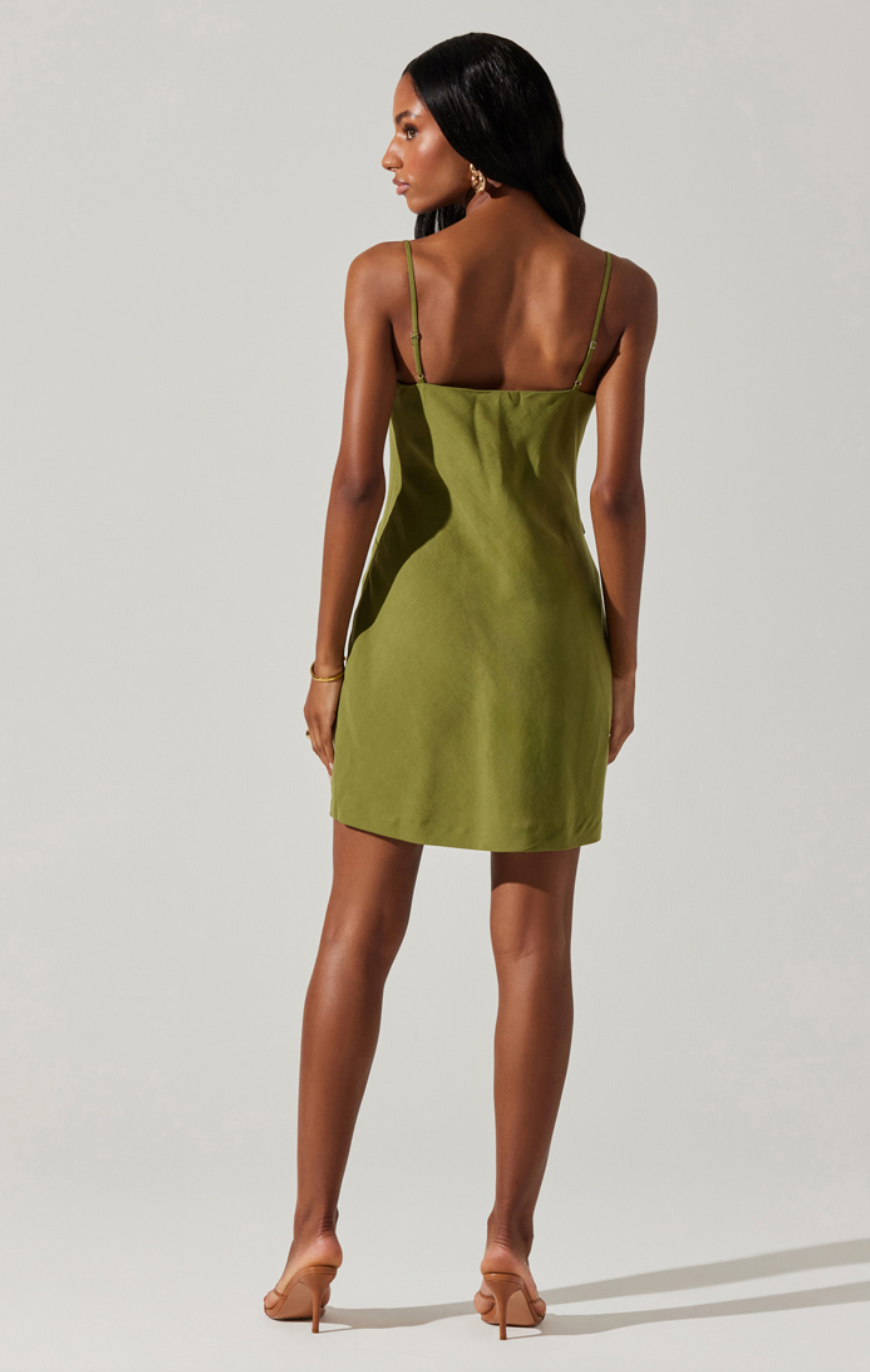 Isadora Draped Minidress - Green by ASTR the Label — view 4
