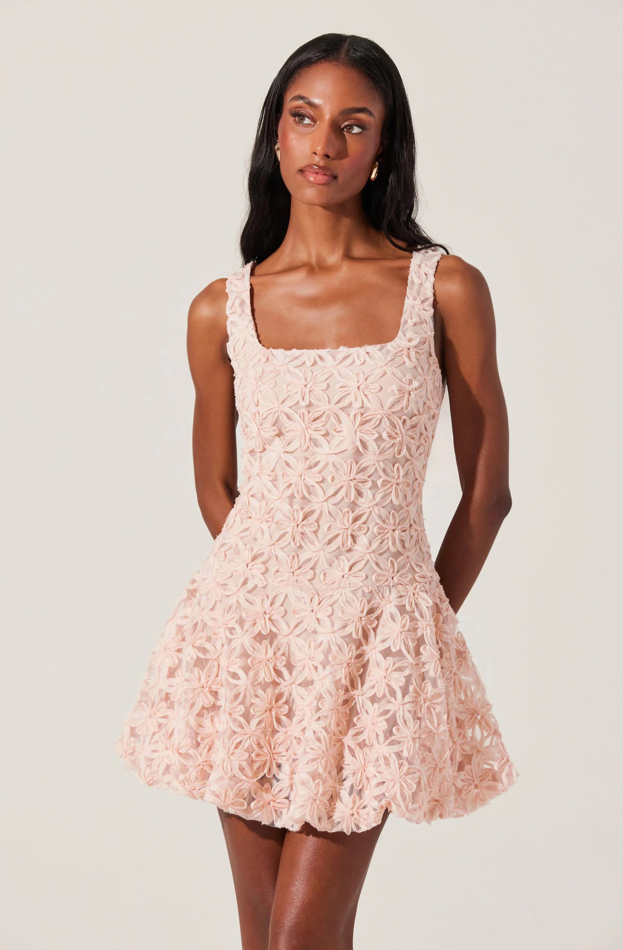 Fable 3D Floral Bubble Dress - Blush by ASTR the Label — alternate view