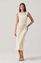 Martina Crochet-Layered Satin Dress - White Champagne by ASTR the Label | 25 South Boutiques