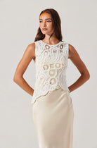 Martina Crochet-Layered Satin Dress - White Champagne by ASTR the Label — alternate view
