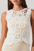 Martina Crochet-Layered Satin Dress - White Champagne by ASTR the Label — view 4