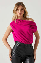Devin Sleeveless One Shoulder Sweater - Pink by ASTR the Label — view 3