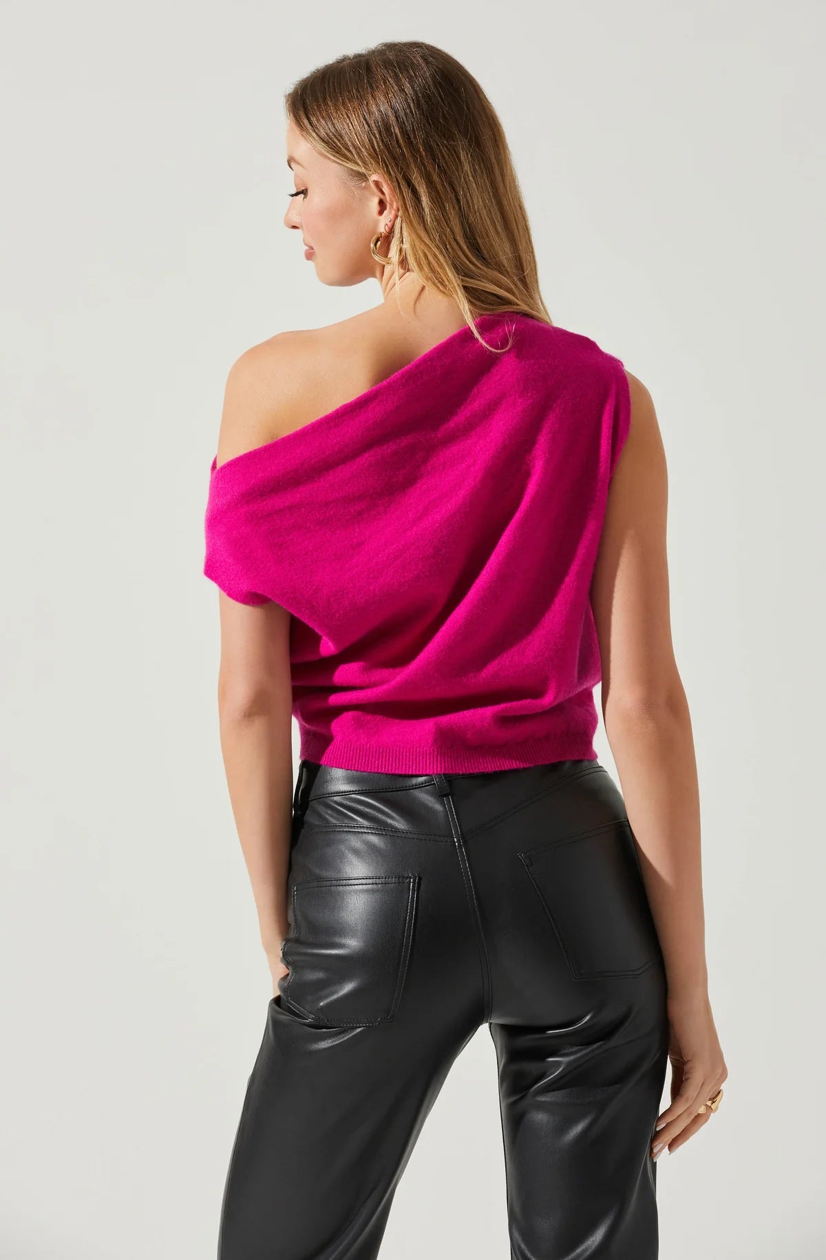 Devin Sleeveless One Shoulder Sweater - Pink by ASTR the Label — alternate view