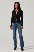 Iryna Sheer Textured Top - Black by ASTR the Label — view 4