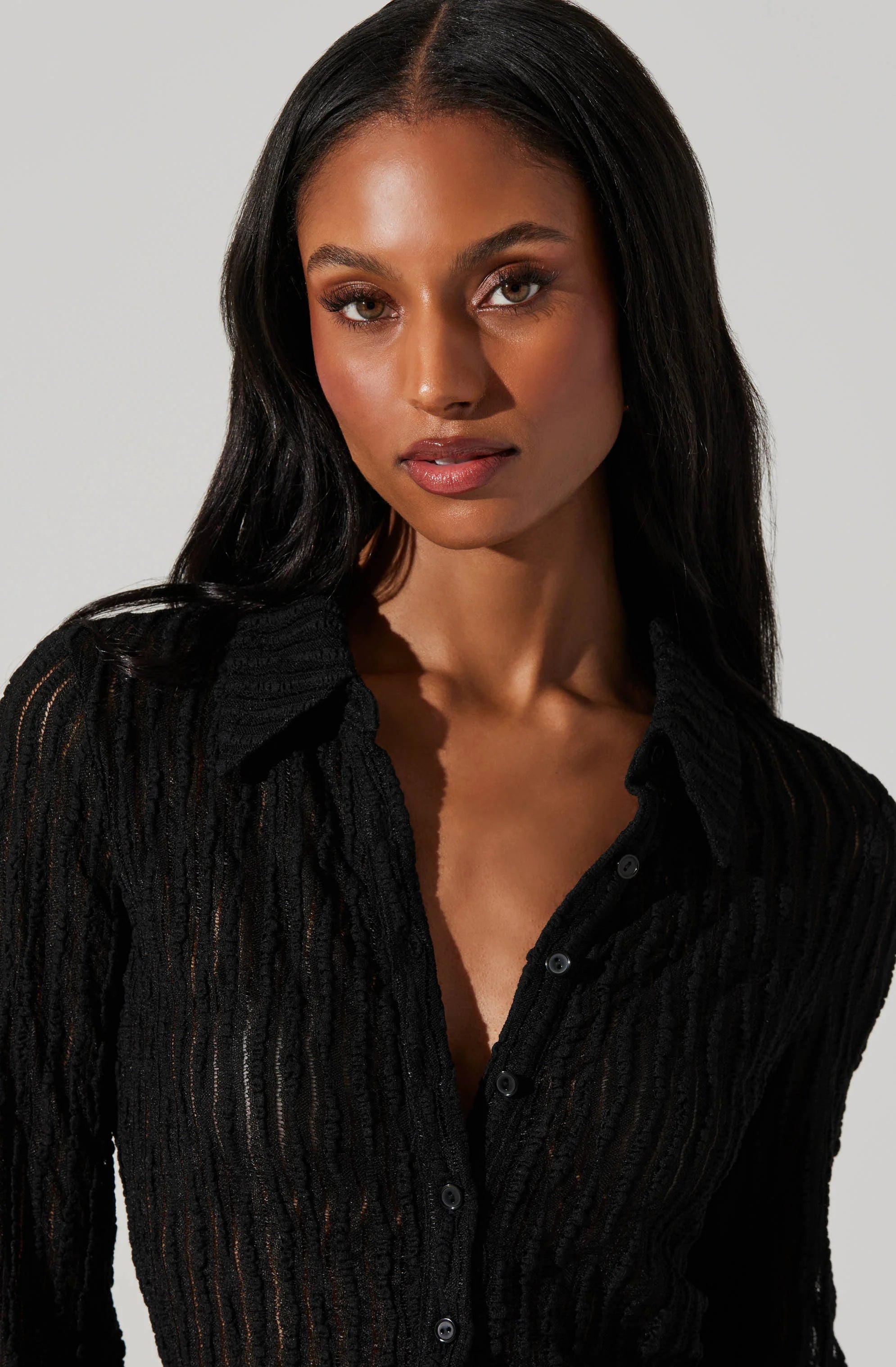 Iryna Sheer Textured Top - Black by ASTR the Label — alternate view