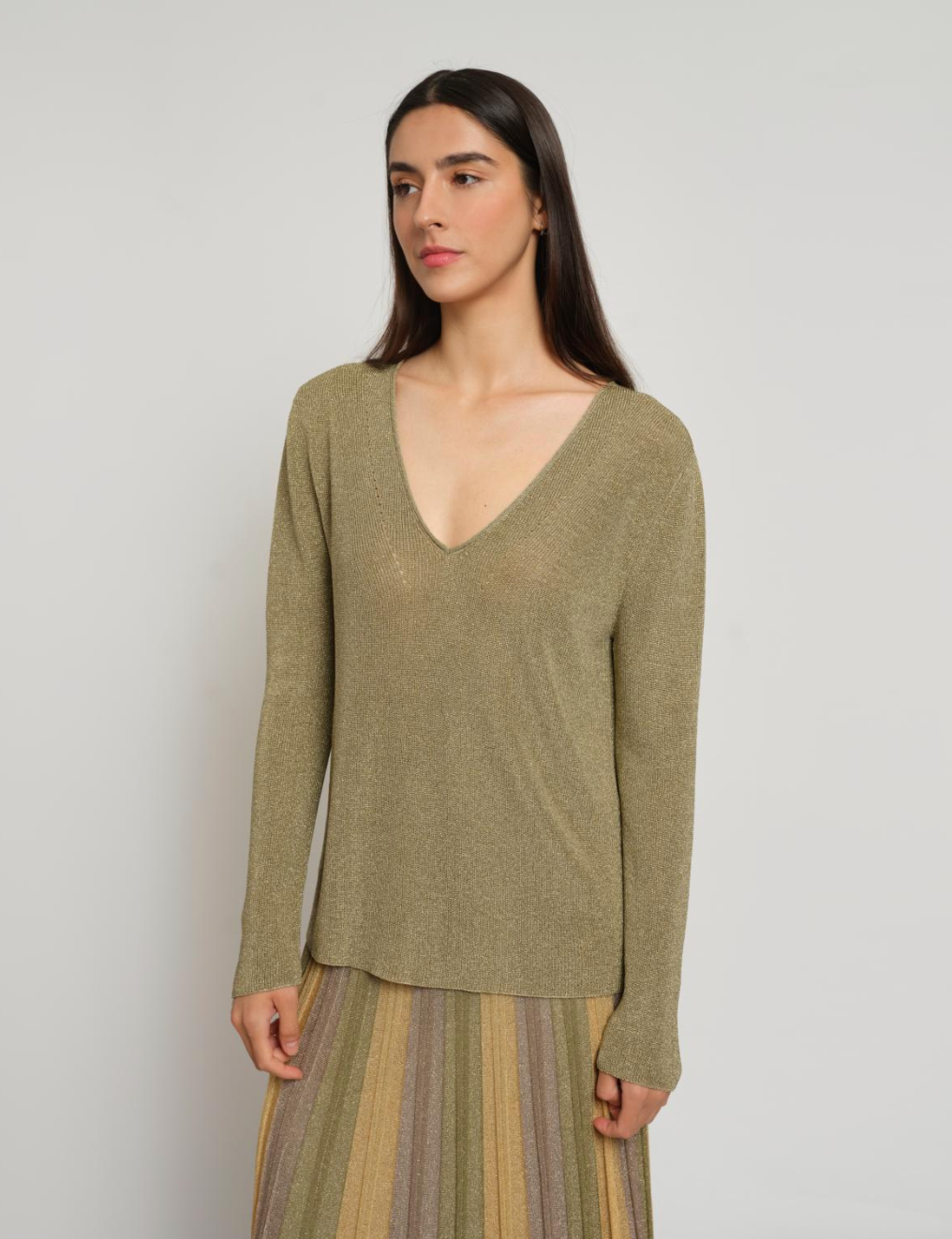 Agathe Lurex Viscose Sweater - Olive Green by Maison Lurex | 25 South Boutiques