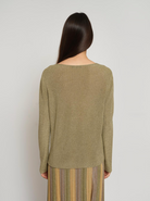 Agathe Lurex Viscose Sweater - Olive Green by Maison Lurex — view 3