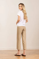 Alex Linen Pant - Khaki by Avenue Montaigne — view 3
