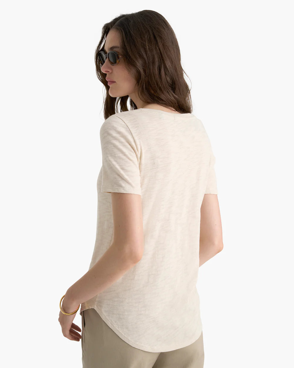 Slub Jersey Classic V-Neck Tee - Bleached Oak by ATM — view 3