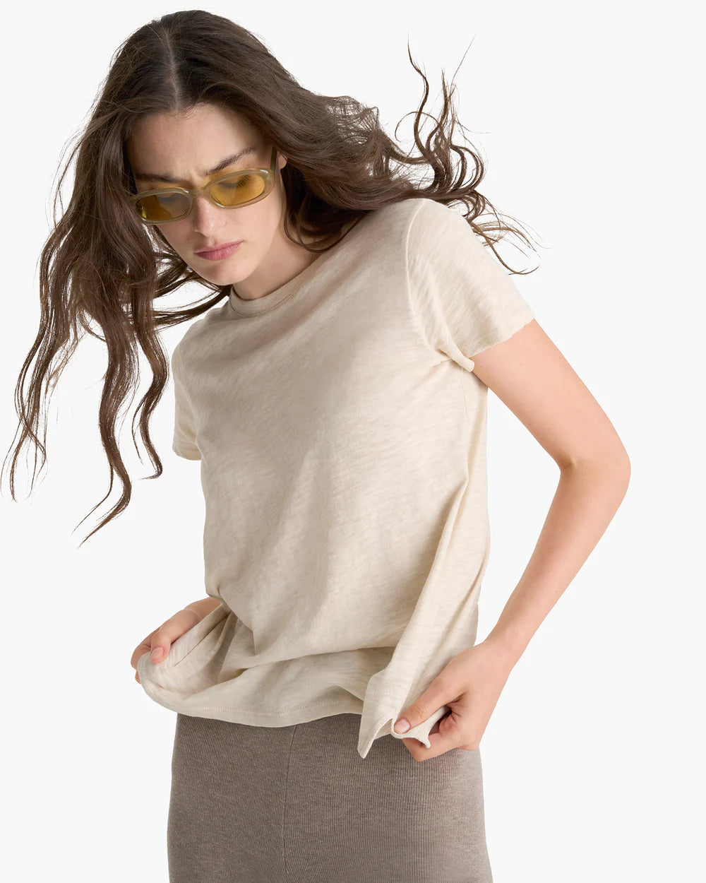 Slub Jersey Schoolboy Short Sleeve Crew - Bleached Oak by ATM | 25 South Boutiques