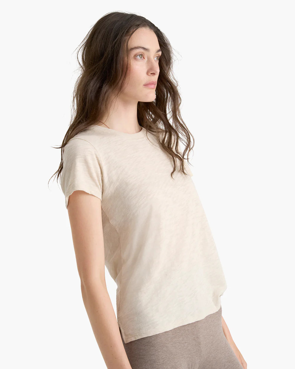 Slub Jersey Schoolboy Short Sleeve Crew - Bleached Oak by ATM — alternate view