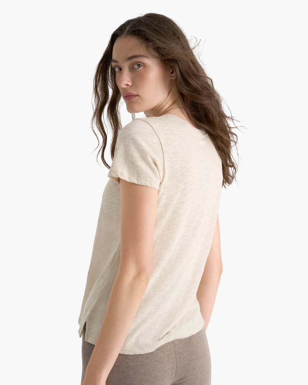 Slub Jersey Schoolboy Short Sleeve Crew - Bleached Oak by ATM — view 3