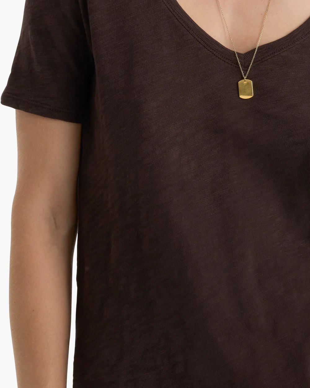 Slub Jersey Classic V-Neck Tee - Dark Chocolate by ATM — alternate view