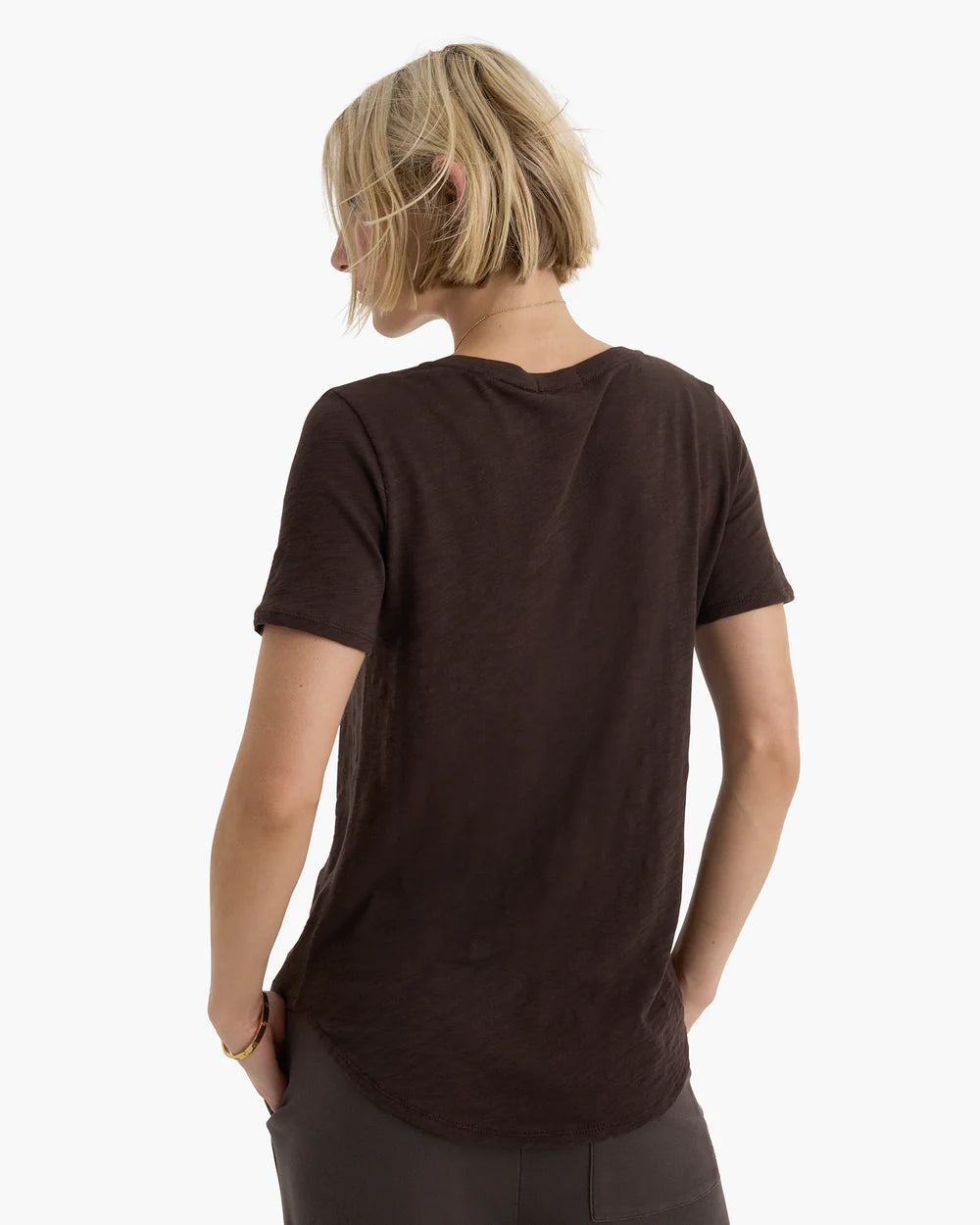 Slub Jersey Classic V-Neck Tee - Dark Chocolate by ATM — view 3