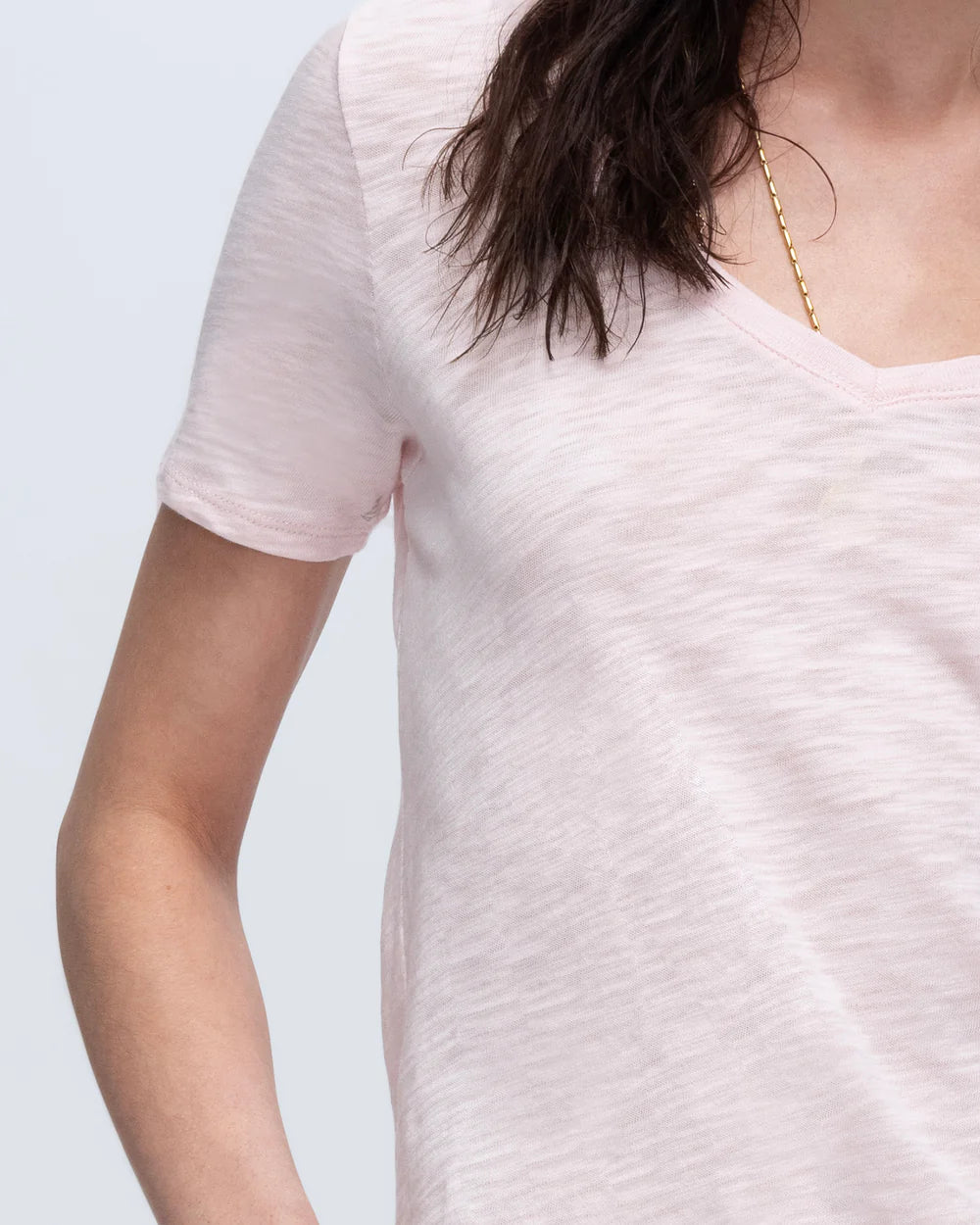 Slub Jersey Classic V-Neck Tee - Pink Camelia by ATM — alternate view