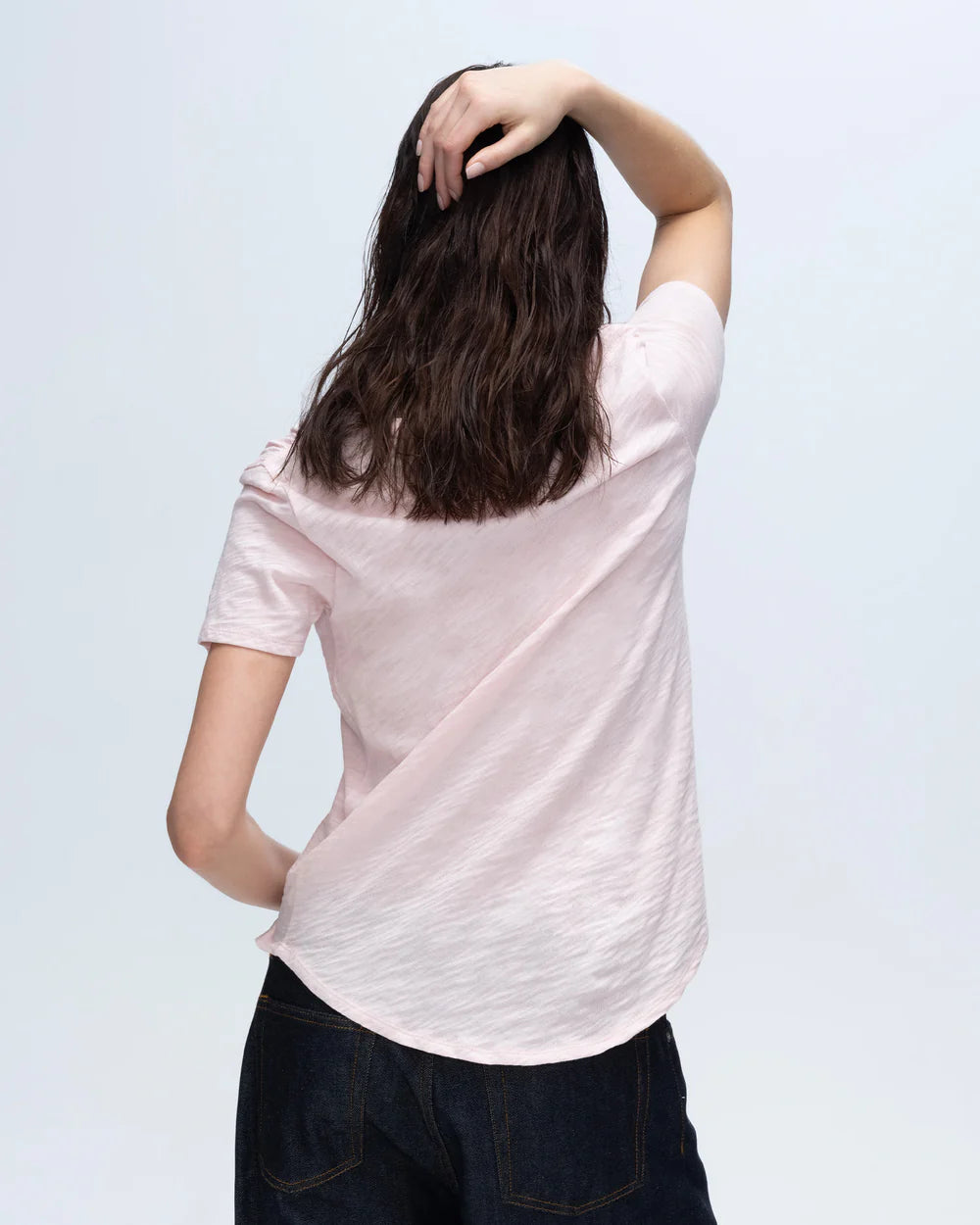 Slub Jersey Classic V-Neck Tee - Pink Camelia by ATM — view 3