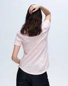 Slub Jersey Classic V-Neck Tee - Pink Camelia by ATM — view 3