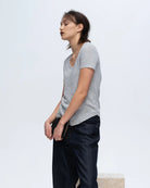 Slub Jersey Classic V-Neck Tee - Heather Grey by ATM — view 4