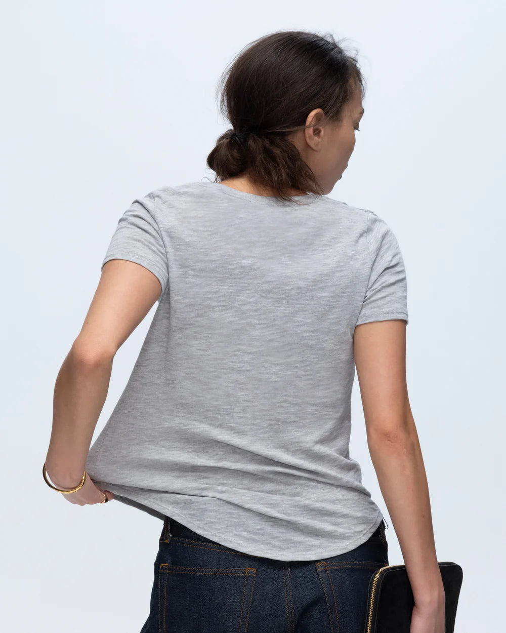 Slub Jersey Classic V-Neck Tee - Heather Grey by ATM — view 3