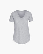 Slub Jersey Classic V-Neck Tee - Heather Grey by ATM — view 5
