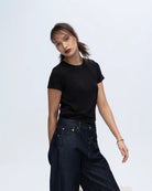 Slub Jersey Schoolboy Short Sleeve Crew - Black by ATM | 25 South Boutiques