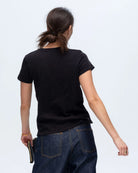 Slub Jersey Schoolboy Short Sleeve Crew - Black by ATM — alternate view