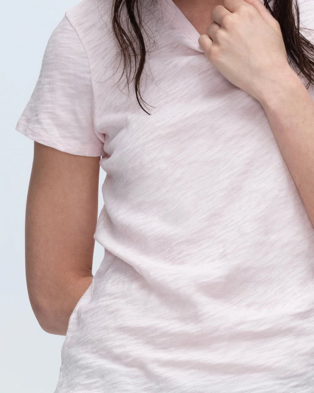 Slub Jersey Schoolboy Short Sleeve Crew - Pink Camelia by ATM — view 4