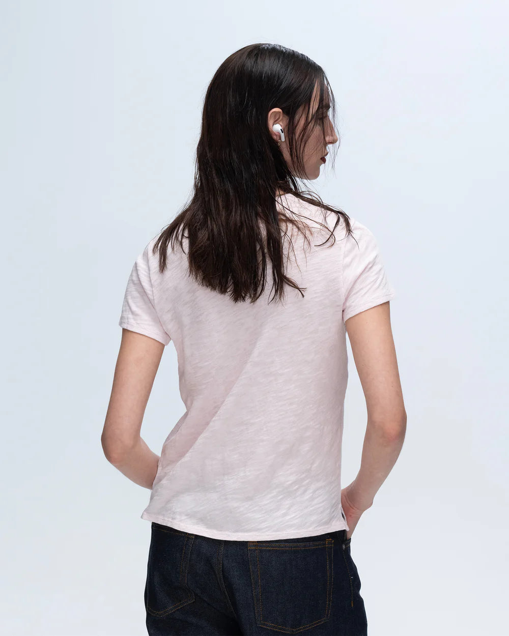 Slub Jersey Schoolboy Short Sleeve Crew - Pink Camelia by ATM — view 3