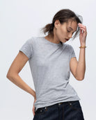 Slub Jersey Schoolboy Short Sleeve Crew - Heather Grey by ATM | 25 South Boutiques
