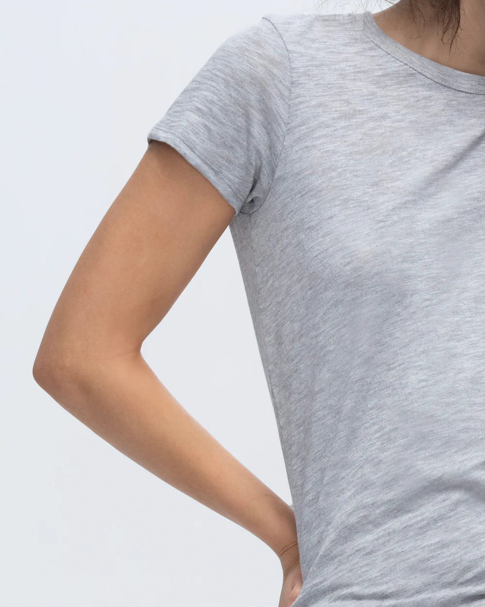 Slub Jersey Schoolboy Short Sleeve Crew - Heather Grey by ATM — alternate view