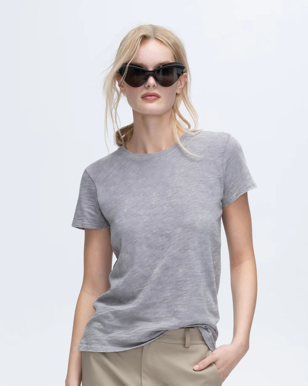 Slub Jersey Chroma Wash Schoolboy Short Sleeve Crew - Shark by ATM | 25 South Boutiques