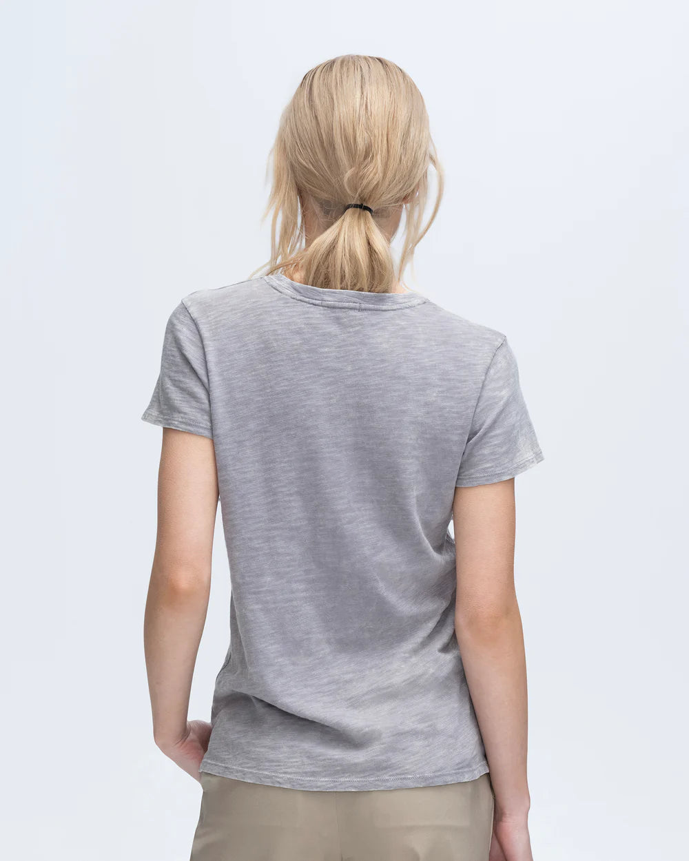 Slub Jersey Chroma Wash Schoolboy Short Sleeve Crew - Shark by ATM — view 3