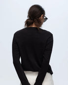 Slub Jersey Long Sleeve Destroyed Wash Crop Tee - Black by ATM — view 3