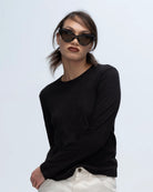 Slub Jersey Long Sleeve Destroyed Wash Crop Tee - Black by ATM | 25 South Boutiques