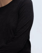 Slub Jersey Long Sleeve Destroyed Wash Crop Tee - Black by ATM — view 4