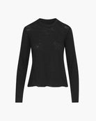 Slub Jersey Long Sleeve Destroyed Wash Crop Tee - Black by ATM — view 6