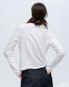 Slub Jersey Long Sleeve Destroyed Wash Crop Tee - White by ATM — view 5