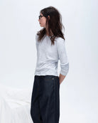 Slub Jersey Long Sleeve Crop Tee - Powder Blue by ATM — view 4