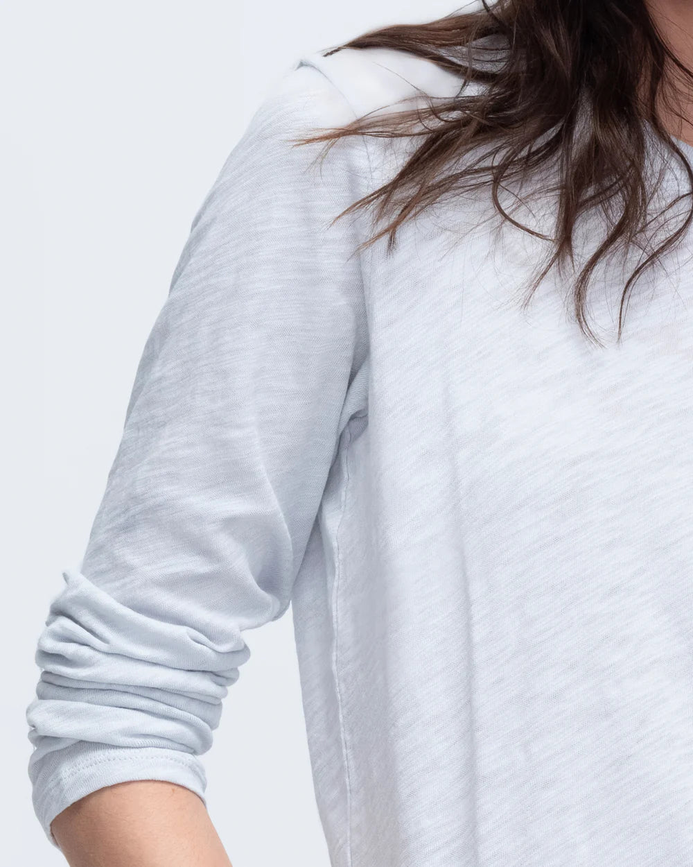 Slub Jersey Long Sleeve Crop Tee - Powder Blue by ATM — alternate view