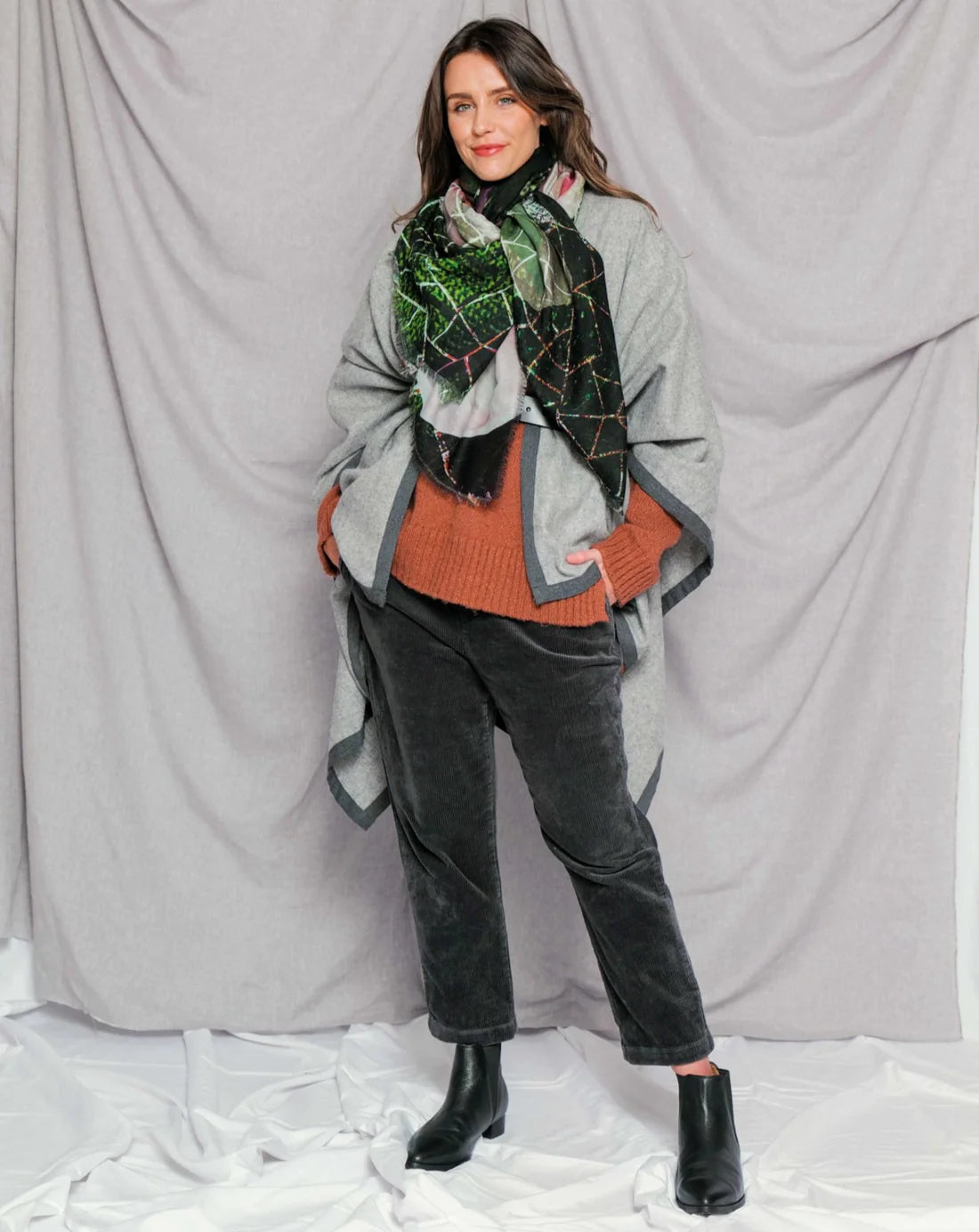 Hope & Fear Scarf - Green Multi by Dog & Boy — view 4