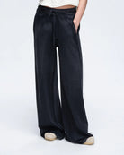 Pique Mixed Media Wide Leg Pants - Black by ATM — alternate view