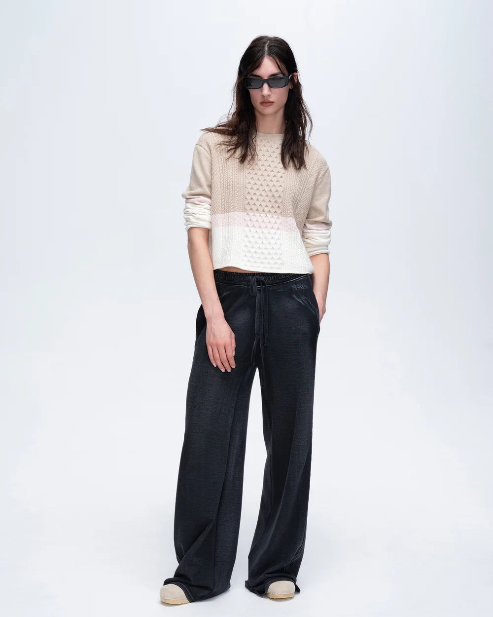Pique Mixed Media Wide Leg Pants - Black by ATM | 25 South Boutiques