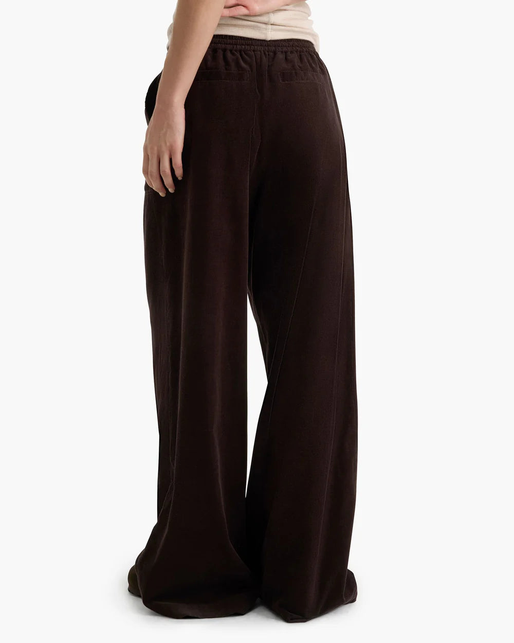 Wide Leg Corduroy Pull On Pant - Dark Chocolate by ATM — view 3