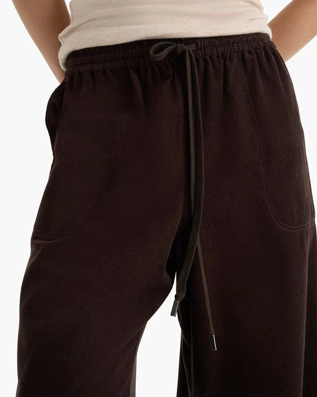 Wide Leg Corduroy Pull On Pant - Dark Chocolate by ATM — view 4
