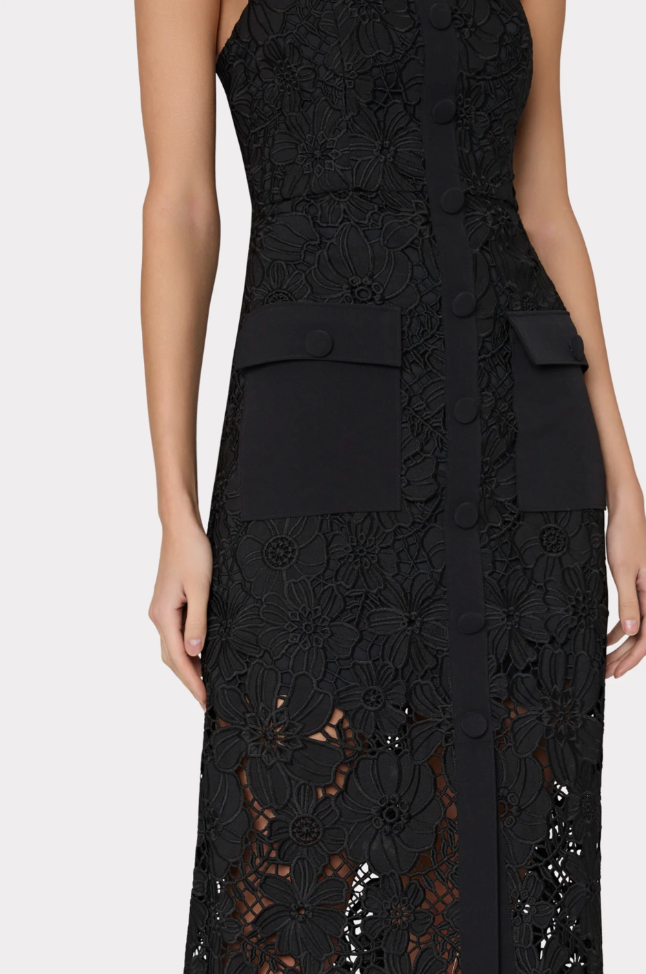 Adrienne Roja Lace Midi Dress - Black by Milly — alternate view